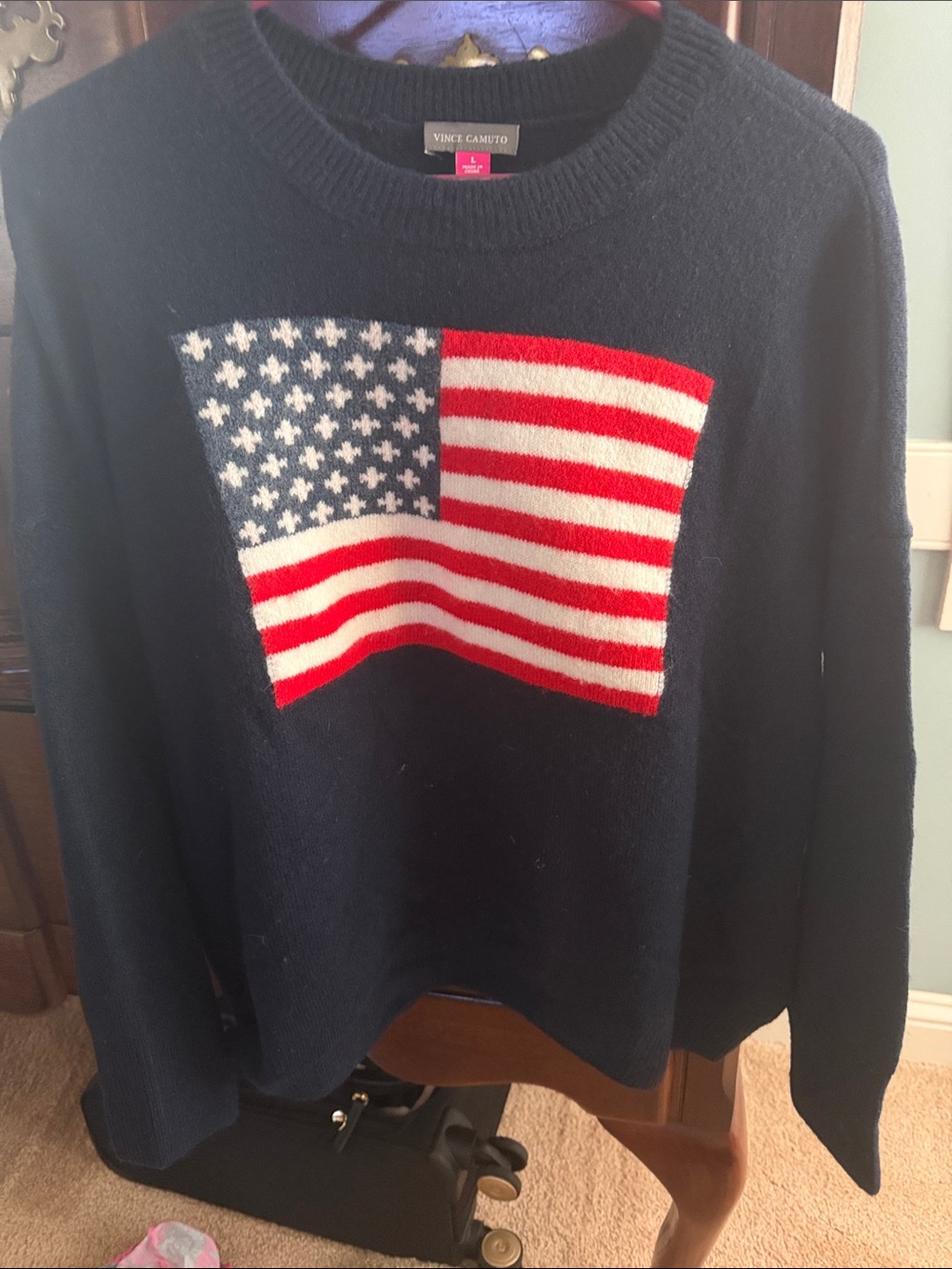 Vince Camuto Navy Sweater with Flag Knit